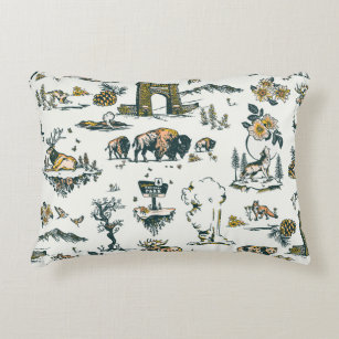 Yellowstone National Park Wildlife Pattern Accent Pillow