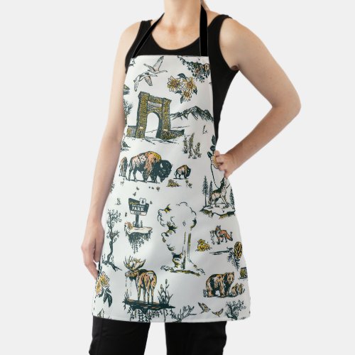 Yellowstone National Park Wildlife Pattern Apron