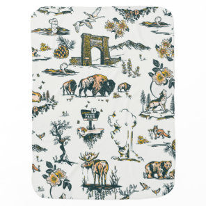 Yellowstone National Park Wildlife Pattern Baby Blanket