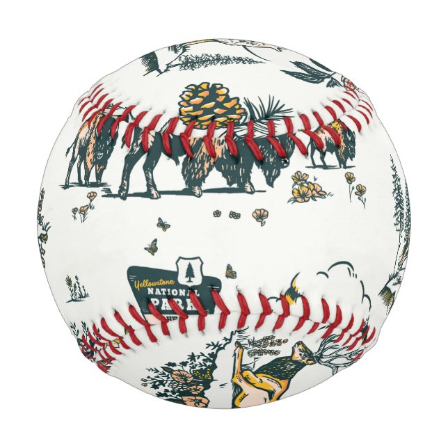 Yellowstone National Park Wildlife Pattern Baseball (Front)
