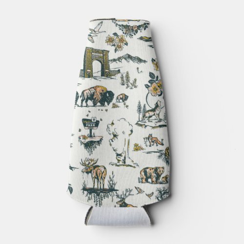 Yellowstone National Park Wildlife Pattern Bottle Cooler