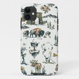 Yellowstone National Park Wildlife Pattern iPhone 11 Case