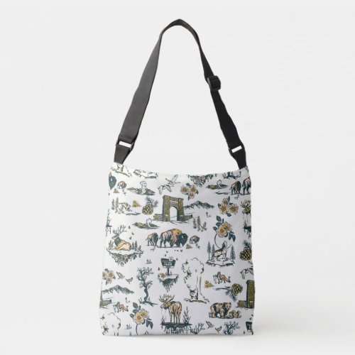 Yellowstone National Park Wildlife Pattern Crossbody Bag