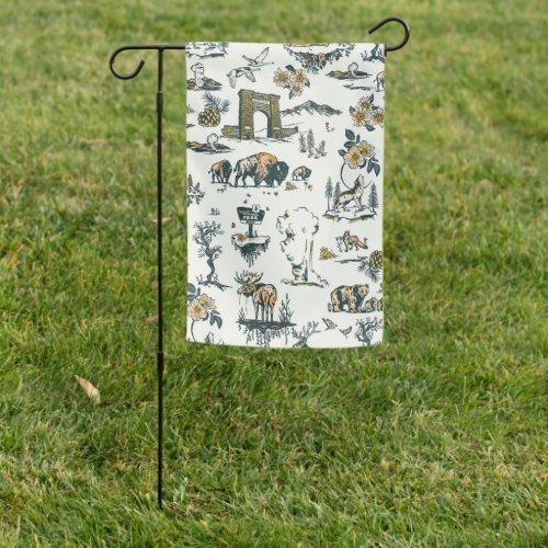 Yellowstone National Park Wildlife Pattern Garden Flag