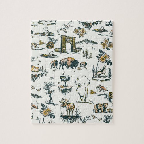 Yellowstone National Park Wildlife Pattern Jigsaw Puzzle