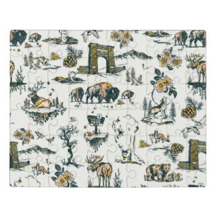 Yellowstone National Park Wildlife Pattern Jigsaw Puzzle
