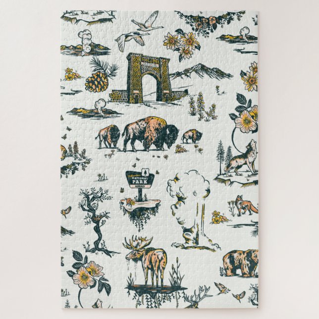 Yellowstone National Park Wildlife Pattern Jigsaw Puzzle (Vertical)