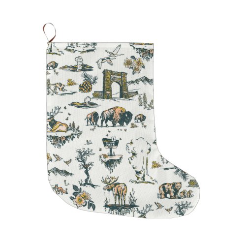 Yellowstone National Park Wildlife Pattern Large Christmas Stocking