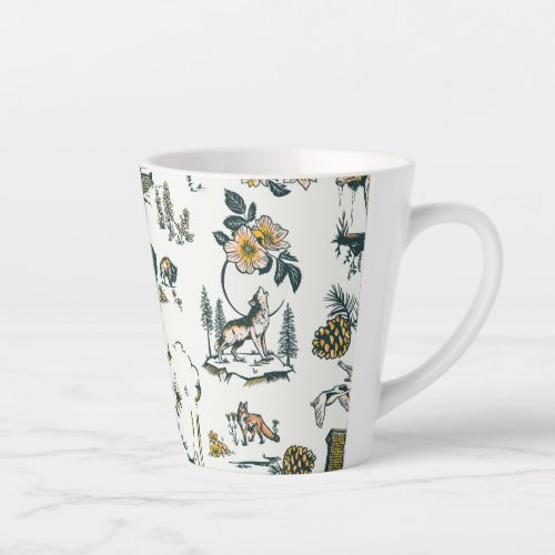 Yellowstone National Park Wildlife Pattern Latte Mug