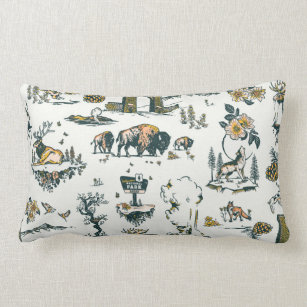 Yellowstone National Park Wildlife Pattern Lumbar Pillow