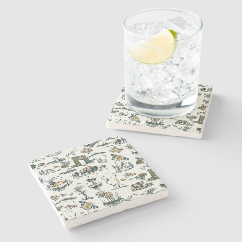 Yellowstone National Park Wildlife Pattern Stone Coaster