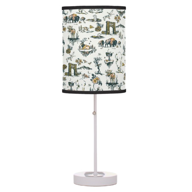 Yellowstone National Park Wildlife Pattern Table Lamp (Front)