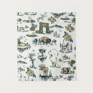 Yellowstone National Park Wildlife Pattern Tapestry