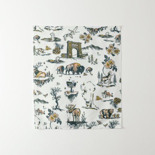 Yellowstone National Park Wildlife Pattern Tapestry