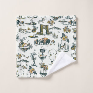 Yellowstone National Park Wildlife Pattern Wash Cloth
