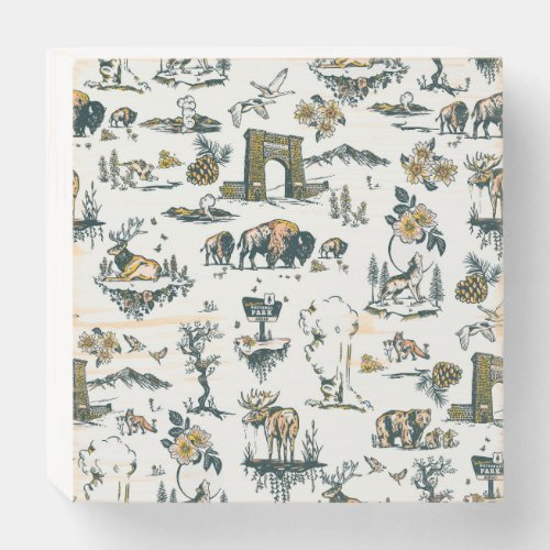 Yellowstone National Park Wildlife Pattern Wooden Box Sign