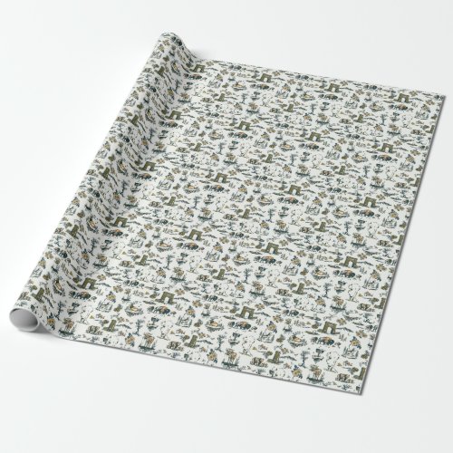 Yellowstone National Park Wildlife Pattern Wrapping Paper