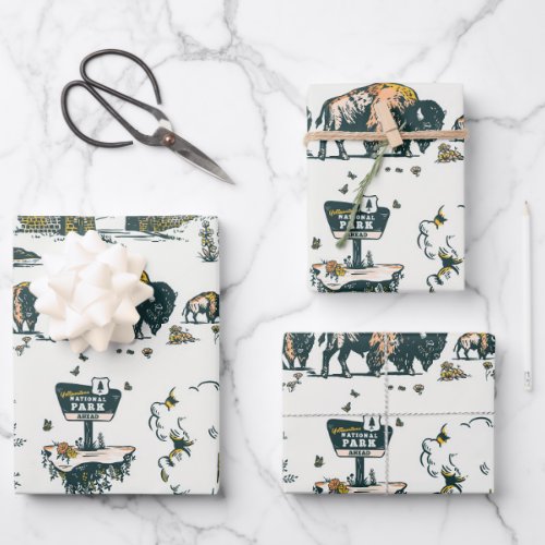 Yellowstone National Park Wildlife Pattern Wrapping Paper Sheets