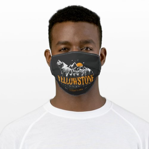 Yellowstone National Park Wolf Mountains Vintage  Adult Cloth Face Mask