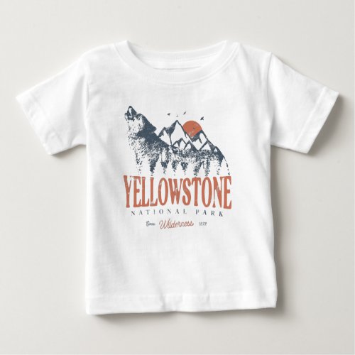 Yellowstone National Park Wolf Mountains Vintage B Baby T_Shirt