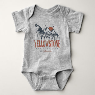 Yellowstone National Park Wolf Mountains Vintage Baby Bodysuit