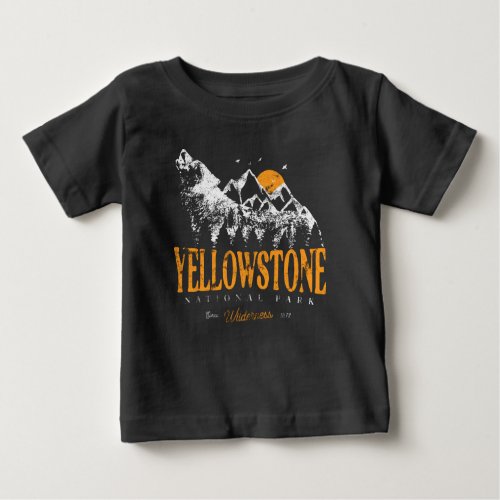 Yellowstone National Park Wolf Mountains Vintage Baby T_Shirt