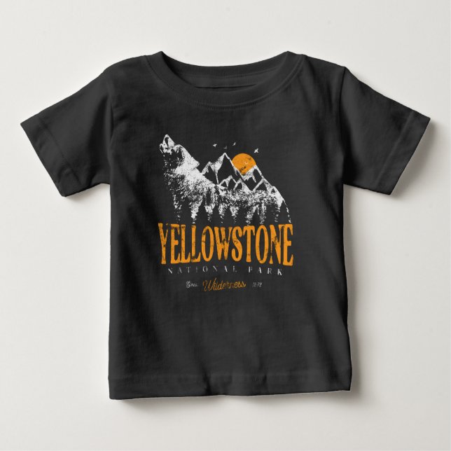 Yellowstone National Park Wolf Mountains Vintage Baby T-Shirt (Front)