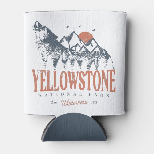 Yellowstone National Park Wolf Mountains Vintage   Can Cooler