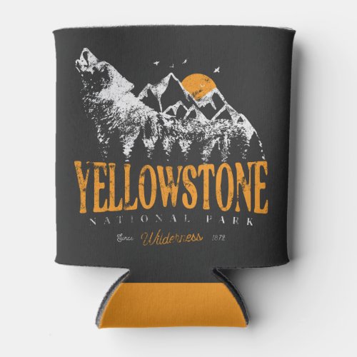 Yellowstone National Park Wolf Mountains Vintage   Can Cooler