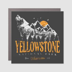 Yellowstone National Park Wolf Mountains Vintage  Car Magnet
