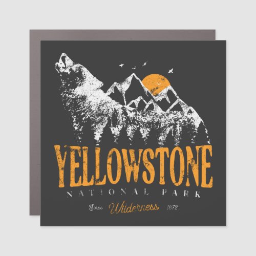 Yellowstone National Park Wolf Mountains Vintage  Car Magnet