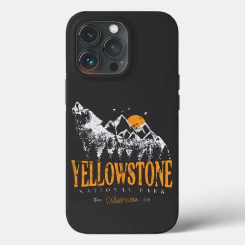 Yellowstone National Park Wolf Mountains Vintage  iPhone 13 Pro Case