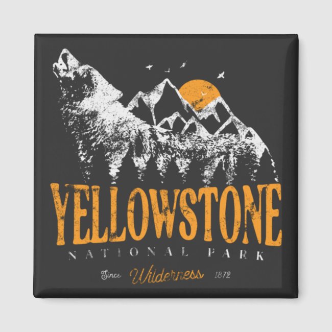 Yellowstone National Park Wolf Mountains Vintage   Magnet