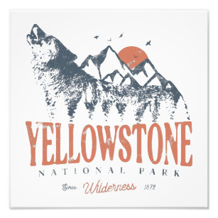 Yellowstone National Park Wolf Mountains Vintage   Photo Print
