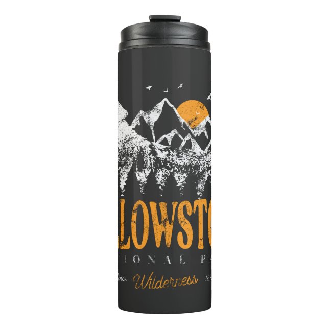 Yellowstone National Park Wolf Mountains Vintage  Thermal Tumbler (Front)