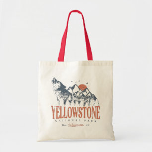 Yellowstone National Park Wolf Mountains Vintage Tote Bag