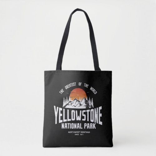 Yellowstone National Park Wolf Mountains Vintage Tote Bag