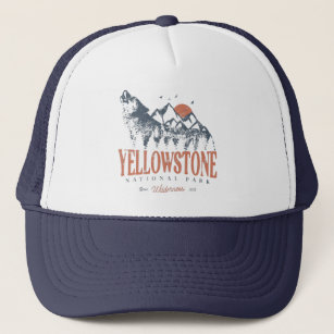 Yellowstone National Park Wolf Mountains Vintage  Trucker Hat