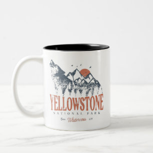 Yellowstone National Park Wolf Mountains Vintage Two-Tone Coffee Mug