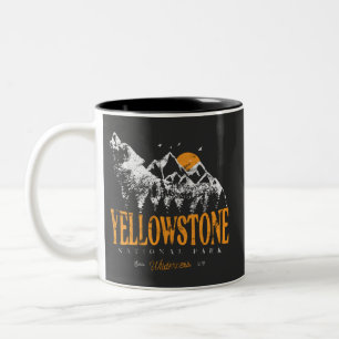 Yellowstone National Park Wolf Mountains Vintage Two-Tone Coffee Mug