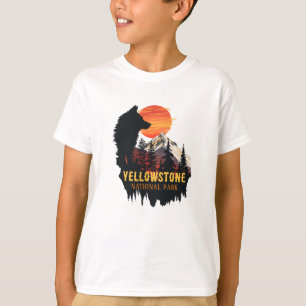 Yellowstone National Park, Wolf Orange Sunset Art T-Shirt