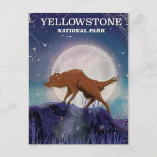 Yellowstone National Park wolf vintage poster Postcard