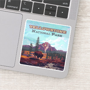 Yellowstone National Park Wyoming Bison Geyser Sticker