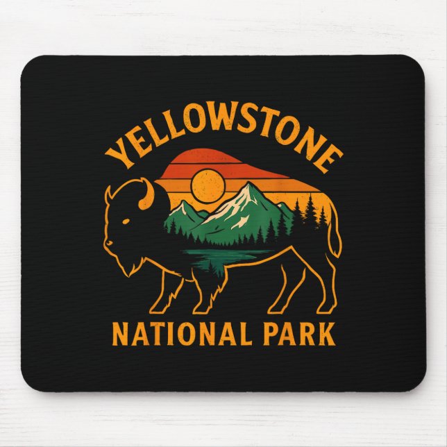 Yellowstone National Park Wyoming Buffalo Bison Su Mouse Pad (Front)