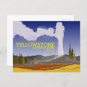 Yellowstone National Park, Wyoming Geyser Postcard