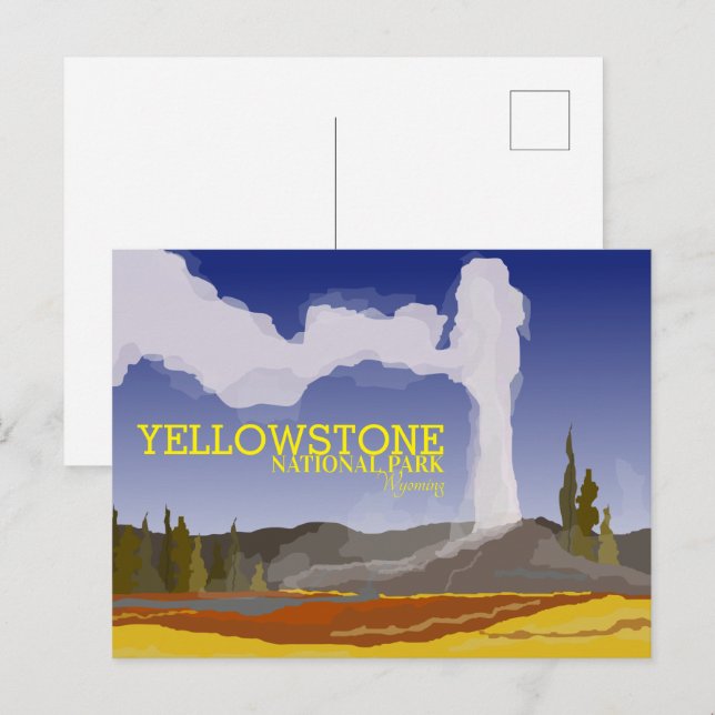 Yellowstone National Park, Wyoming Geyser Postcard (Front/Back)