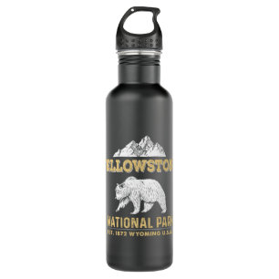 Yellowstone National Park Wyoming Grizzly Bear Stainless Steel Water Bottle