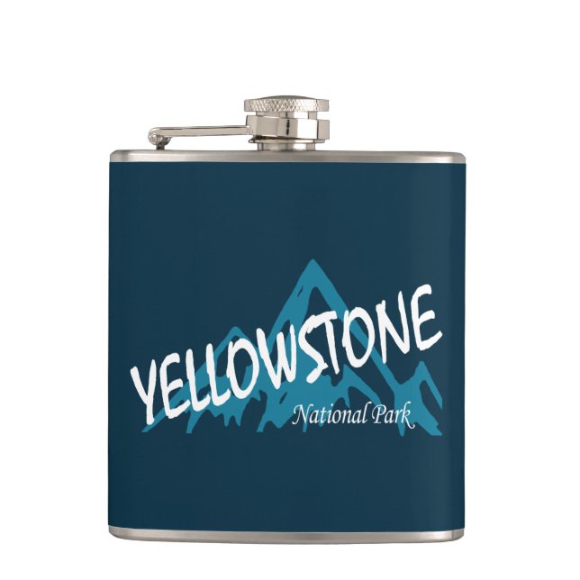 Yellowstone National Park Wyoming Montana Mountain Flask (Front)
