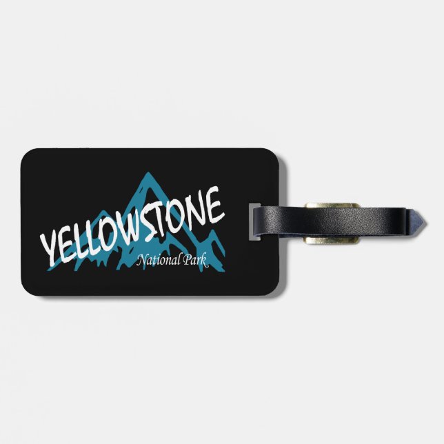 Yellowstone National Park Wyoming Montana Mountain Luggage Tag (Back Horizontal)