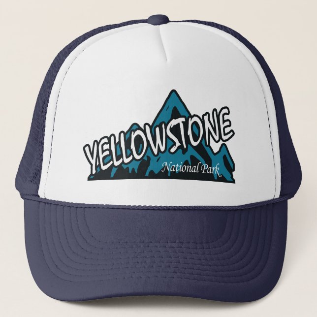 Yellowstone National Park Wyoming Montana Mountain Trucker Hat (Front)